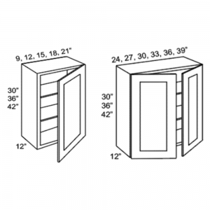 Wall Cabinets 30" Tall Grey shaker Asheville collection