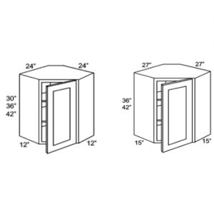 Wall Diagonal Corner Cabinets Grey shaker Asheville collection