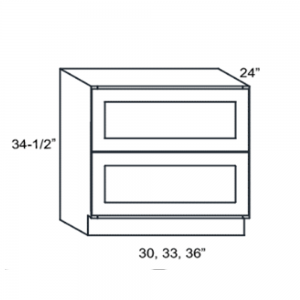 2-Drawer Pot & Pan Base Cabinets Grey shaker Asheville collection